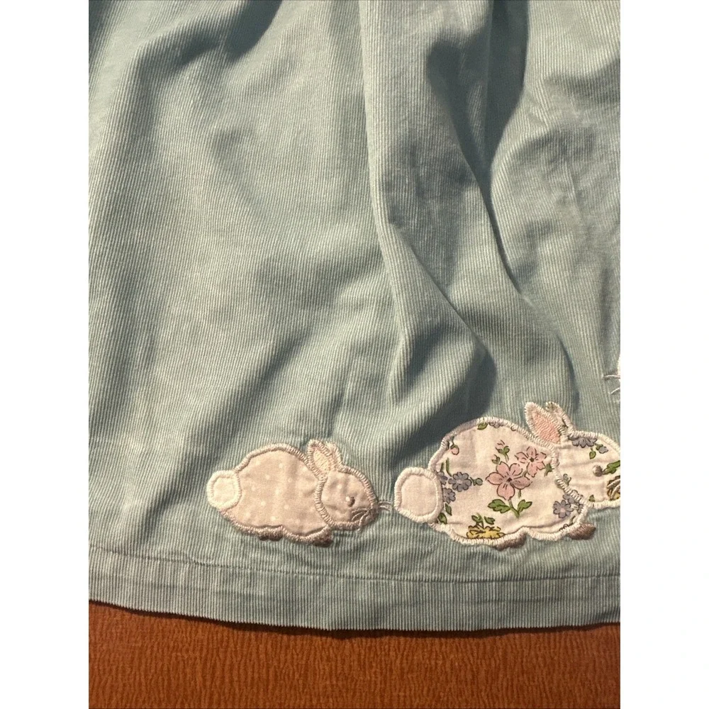 Baby Boden 12-18 Months Blue Corduroy‎ Bunny Dress Floral Linings Jumper Smocked